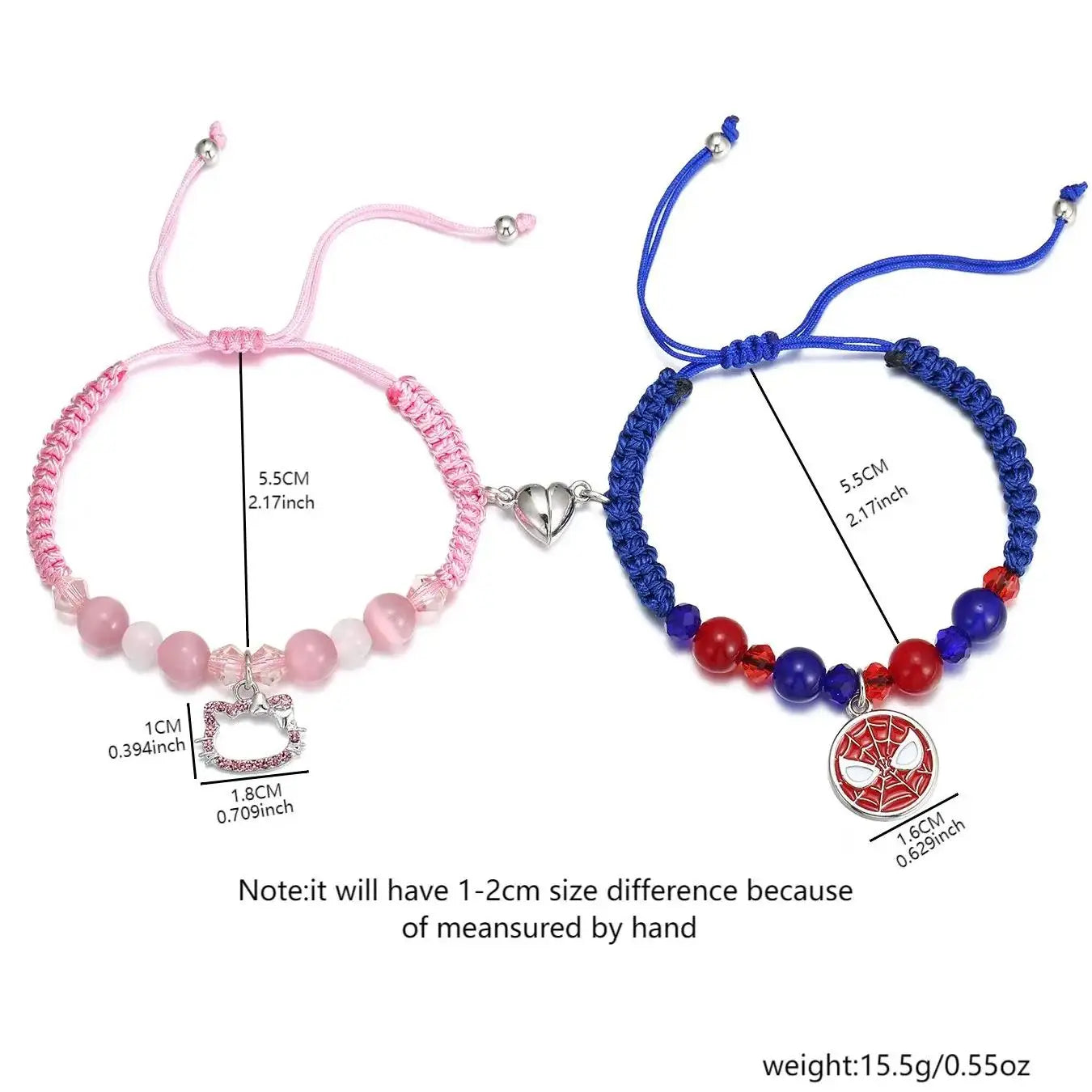 2 pcs Spiderman & Hello Kitty Bracelets