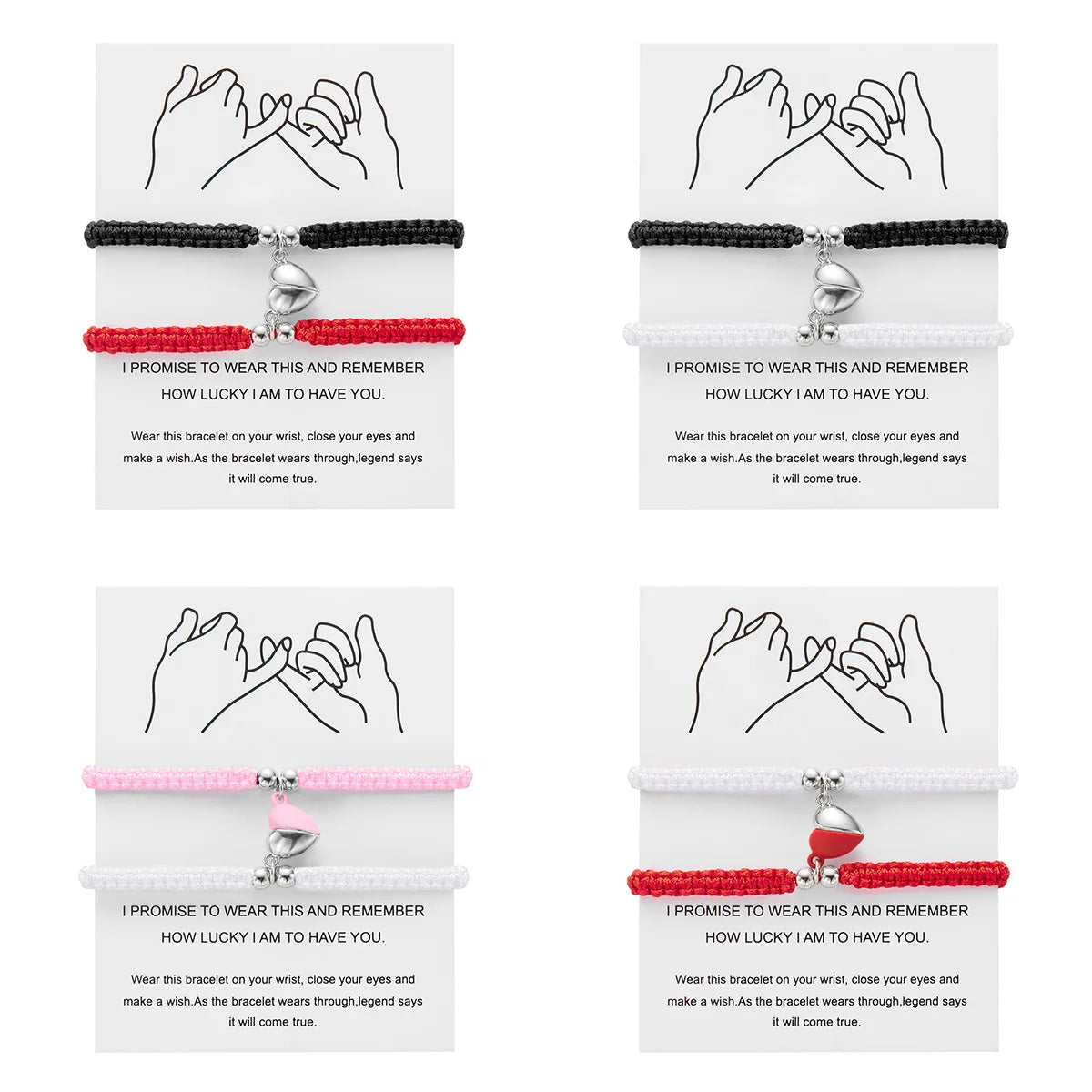2Pcs/Set Heart Magnetic Bracelet