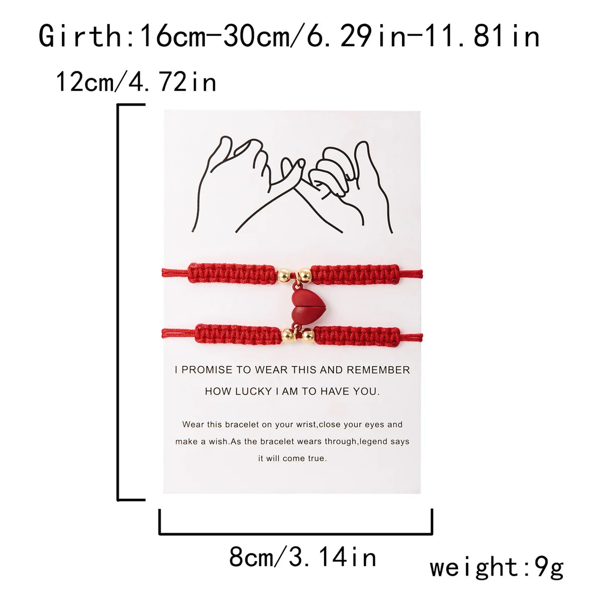 2Pcs/Set Heart Magnetic Bracelet