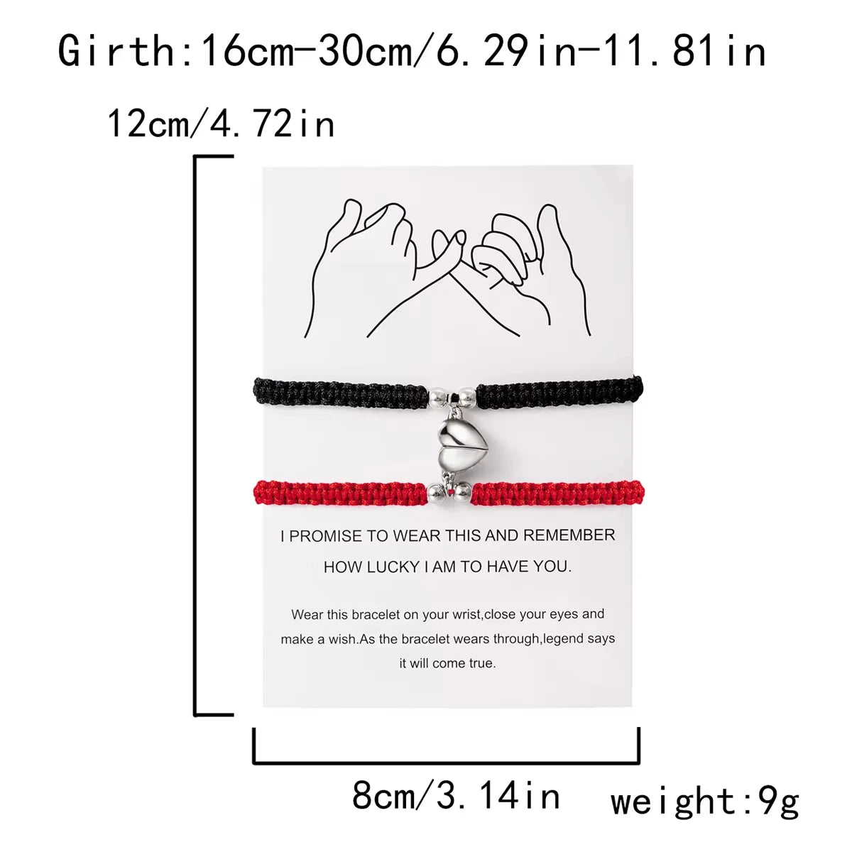 2Pcs/Set Heart Magnetic Bracelet