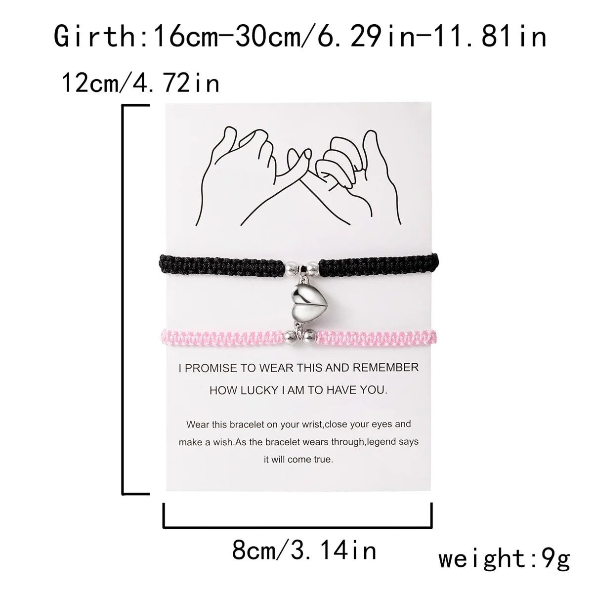 2Pcs/Set Heart Magnetic Bracelet