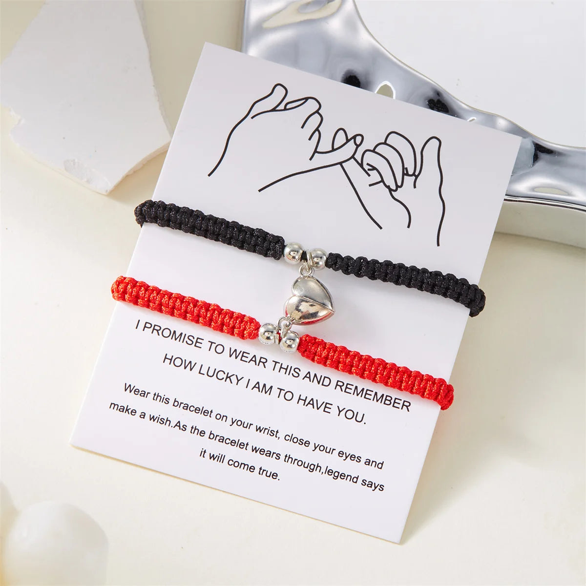 2Pcs/Set Heart Magnetic Bracelet