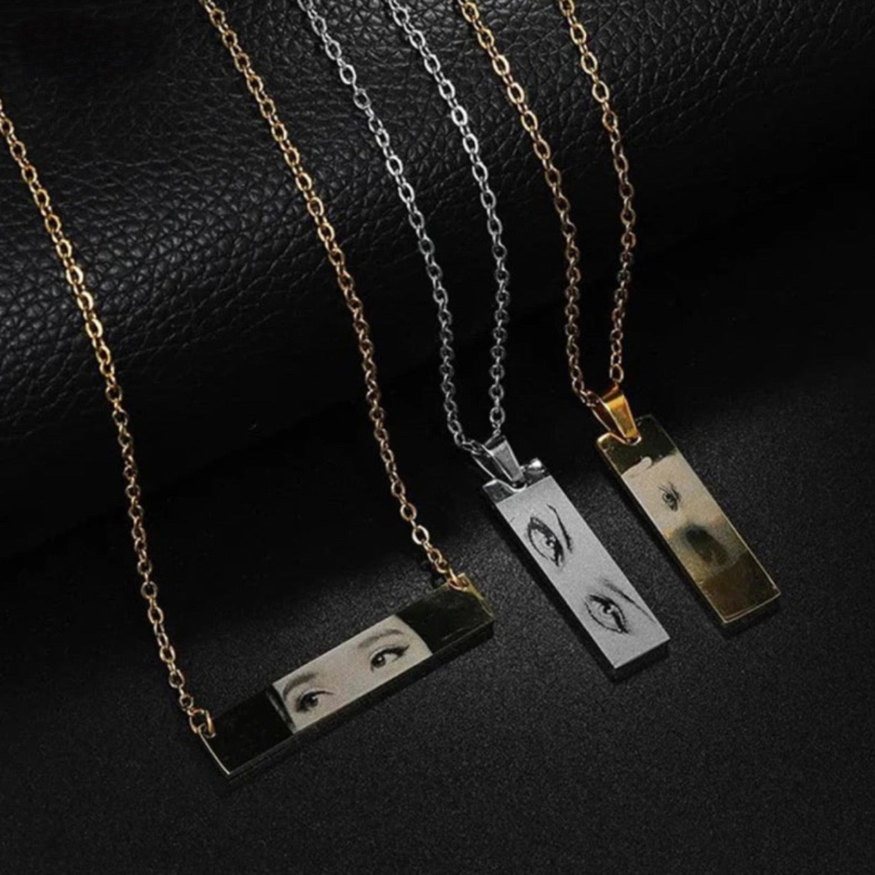 Custom Eyes Engraved Photo Necklace