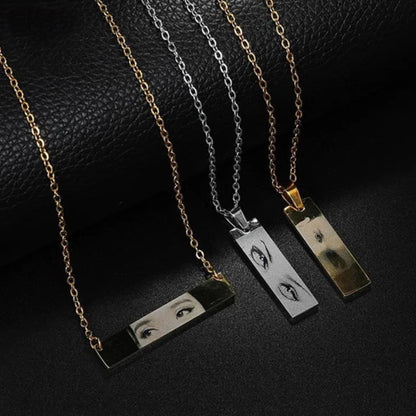 Custom Eyes Engraved Photo Necklace