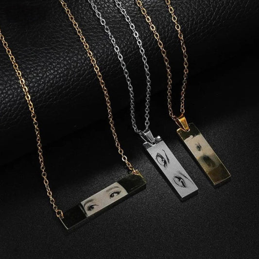 Custom Eyes Engraved Photo Necklace