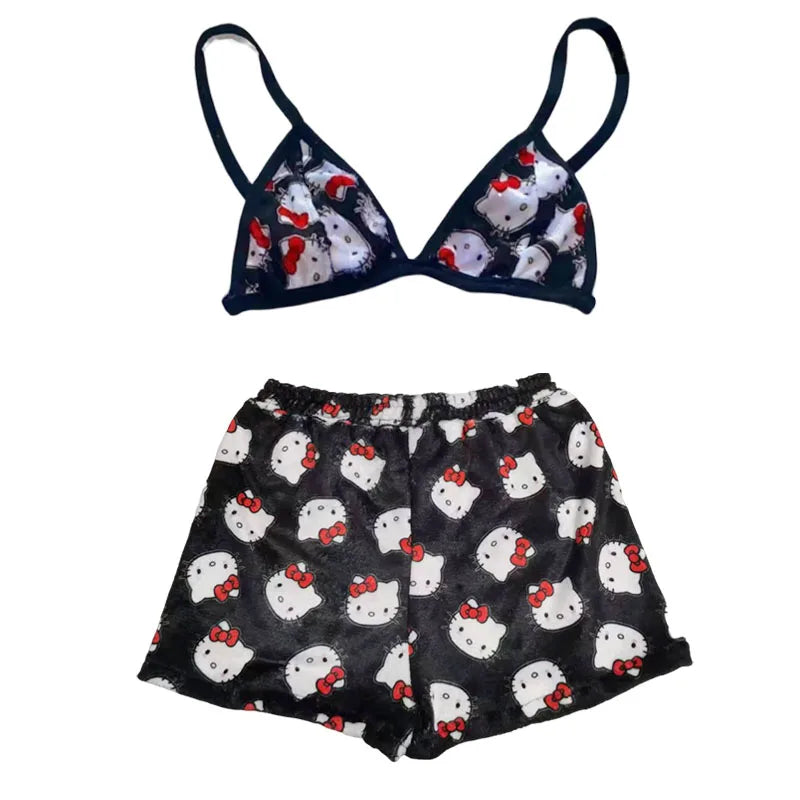 Women Hello Kitty/Spiderman 2 pcs Pyjamas Set