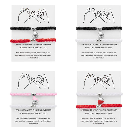 2Pcs/Set Heart Magnetic Bracelet
