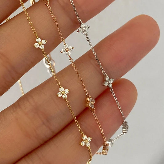 Dainty Diamond Flower Bracelet