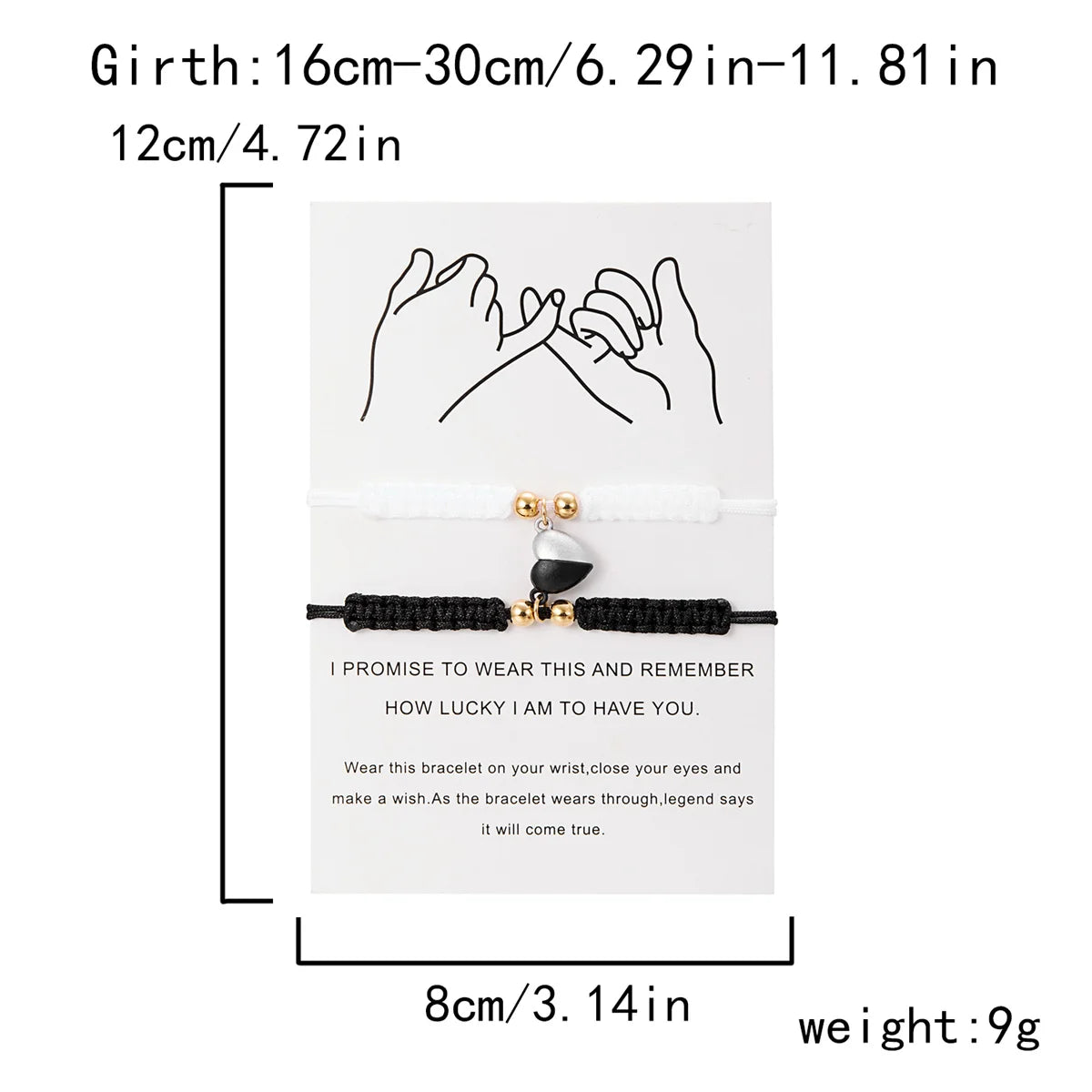 2Pcs/Set Heart Magnetic Bracelet