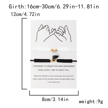 2Pcs/Set Heart Magnetic Bracelet
