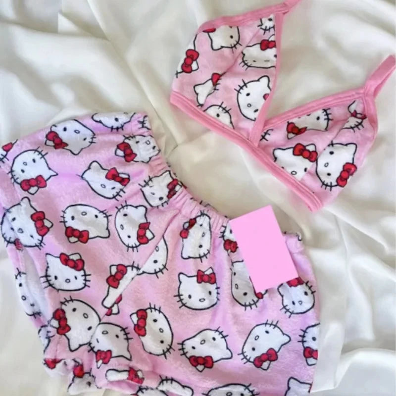 Women Hello Kitty/Spiderman 2 pcs Pyjamas Set