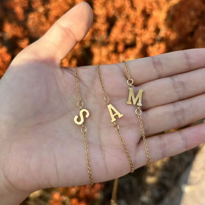 14k Gold Plated Letter Minimalist Bracelet