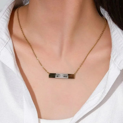 Custom Eyes Engraved Photo Necklace