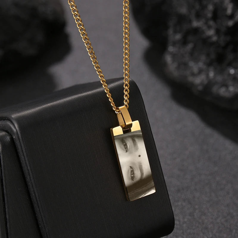 Custom Eyes Engraved Photo Necklace