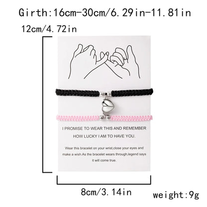 2Pcs/Set Heart Magnetic Bracelet