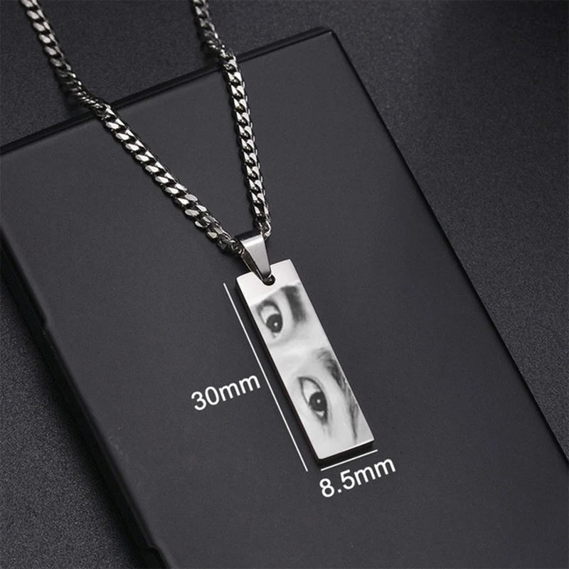 Custom Eyes Engraved Photo Necklace