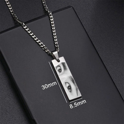 Custom Eyes Engraved Photo Necklace