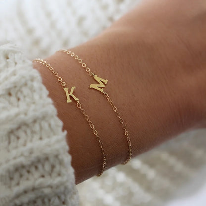 14k Gold Plated Letter Minimalist Bracelet