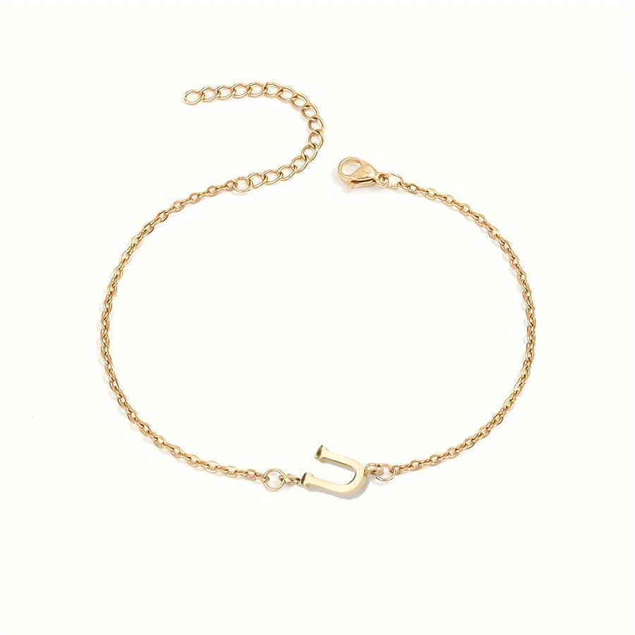 14k Gold Plated Letter Minimalist Bracelet