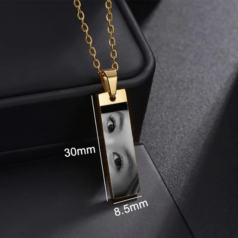 Custom Eyes Engraved Photo Necklace