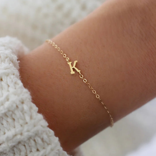 14k Gold Plated Letter Minimalist Bracelet