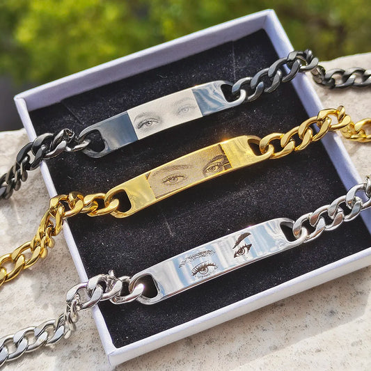 Custom Eyes Photo Engraved Bracelet