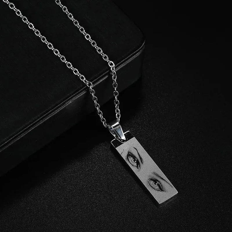 Custom Eyes Engraved Photo Necklace