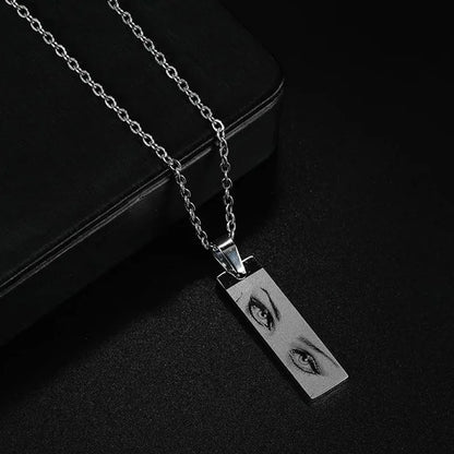 Custom Eyes Engraved Photo Necklace