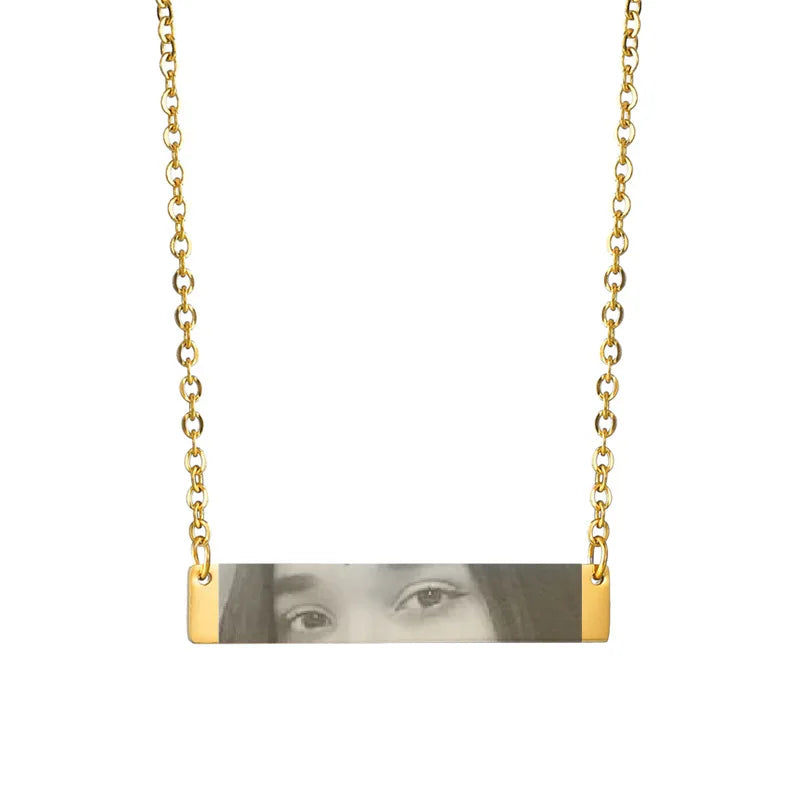 Custom Eyes Engraved Photo Necklace