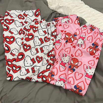 Matching Couples Hello Kitty & Spiderman Pyjamas Pants